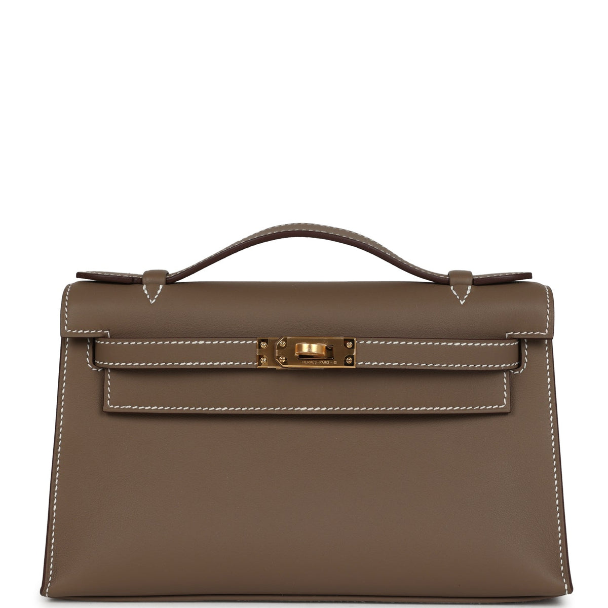 Hermes Kelly Pochette Etoupe Swift Gold Hardware