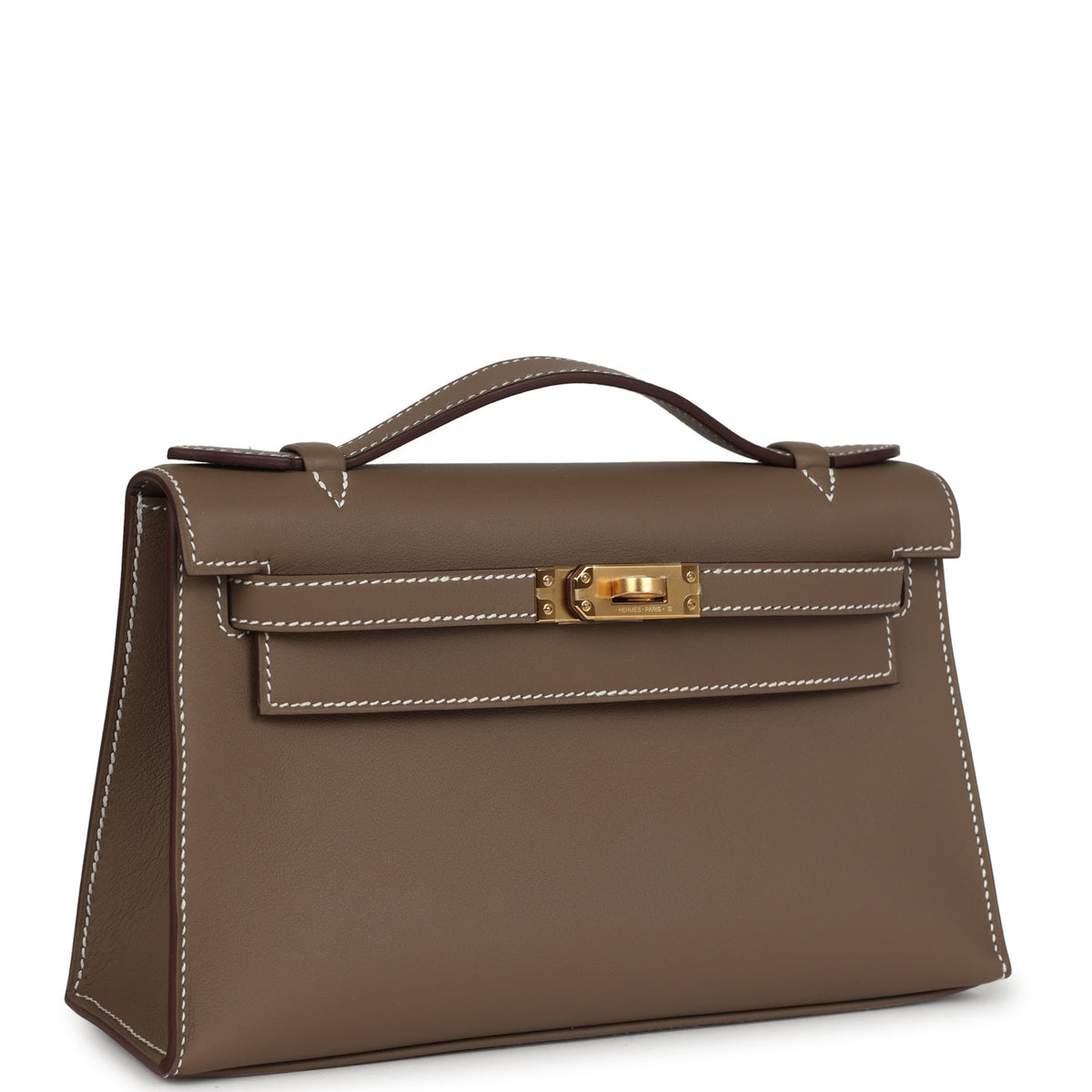 Hermes Kelly Pochette Etoupe Swift Gold Hardware