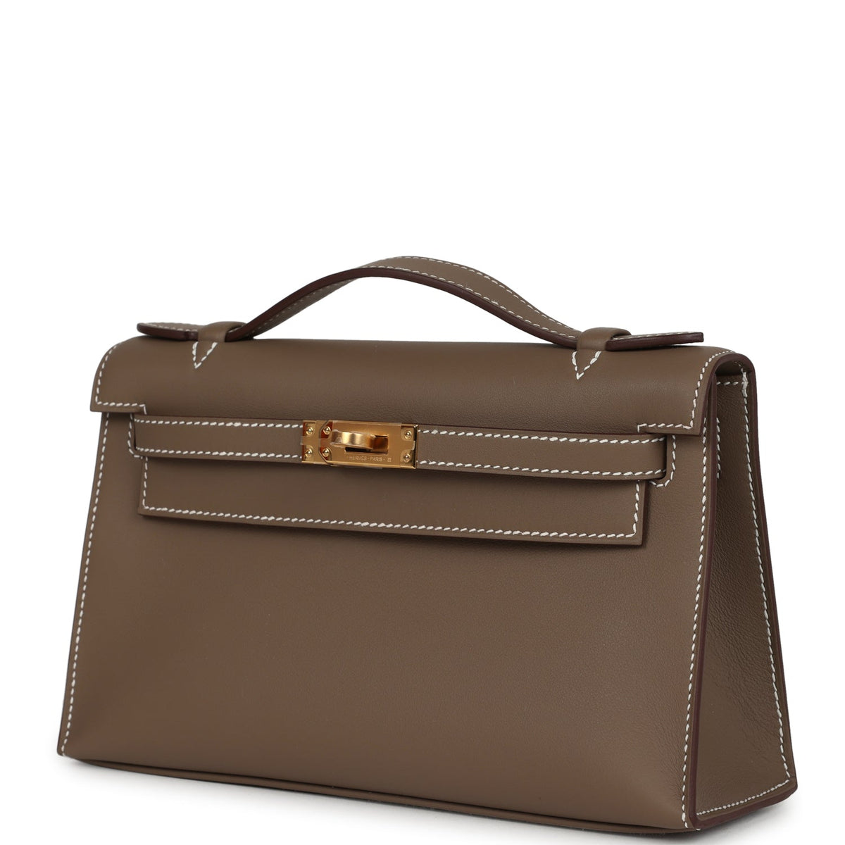 Hermes Kelly Pochette Etoupe Swift Gold Hardware