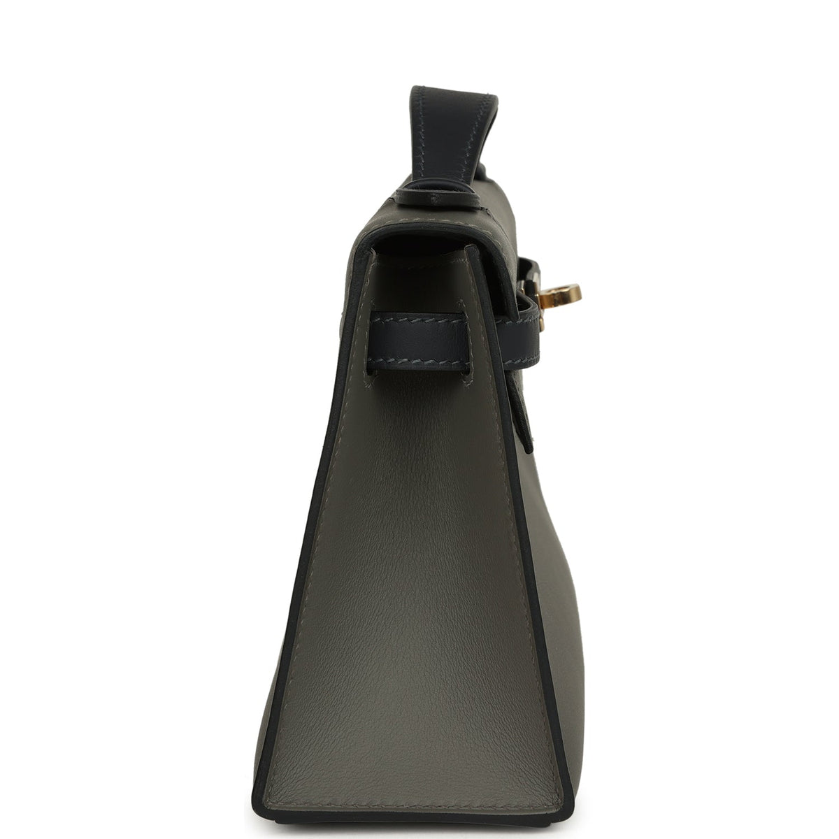 Pre-owned Hermes Special Order (HSS) Kelly Pochette Gris Meyer, Caban Swift Permabrass Hardware