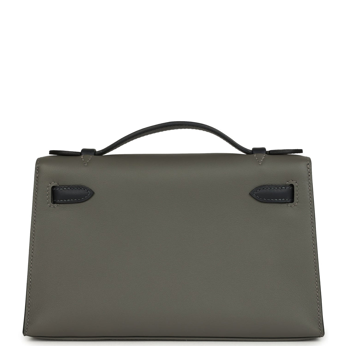 Pre-owned Hermes Special Order (HSS) Kelly Pochette Gris Meyer, Caban Swift Permabrass Hardware