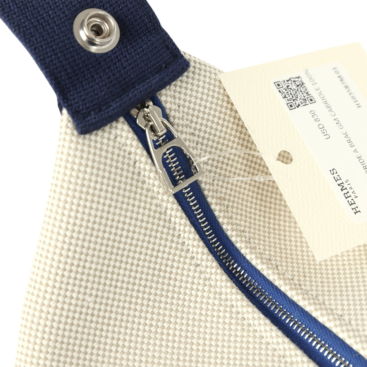 Hermes Bride A Brac Cabriole GM Gris Perle, Bleu Canvas Palladium Hardware