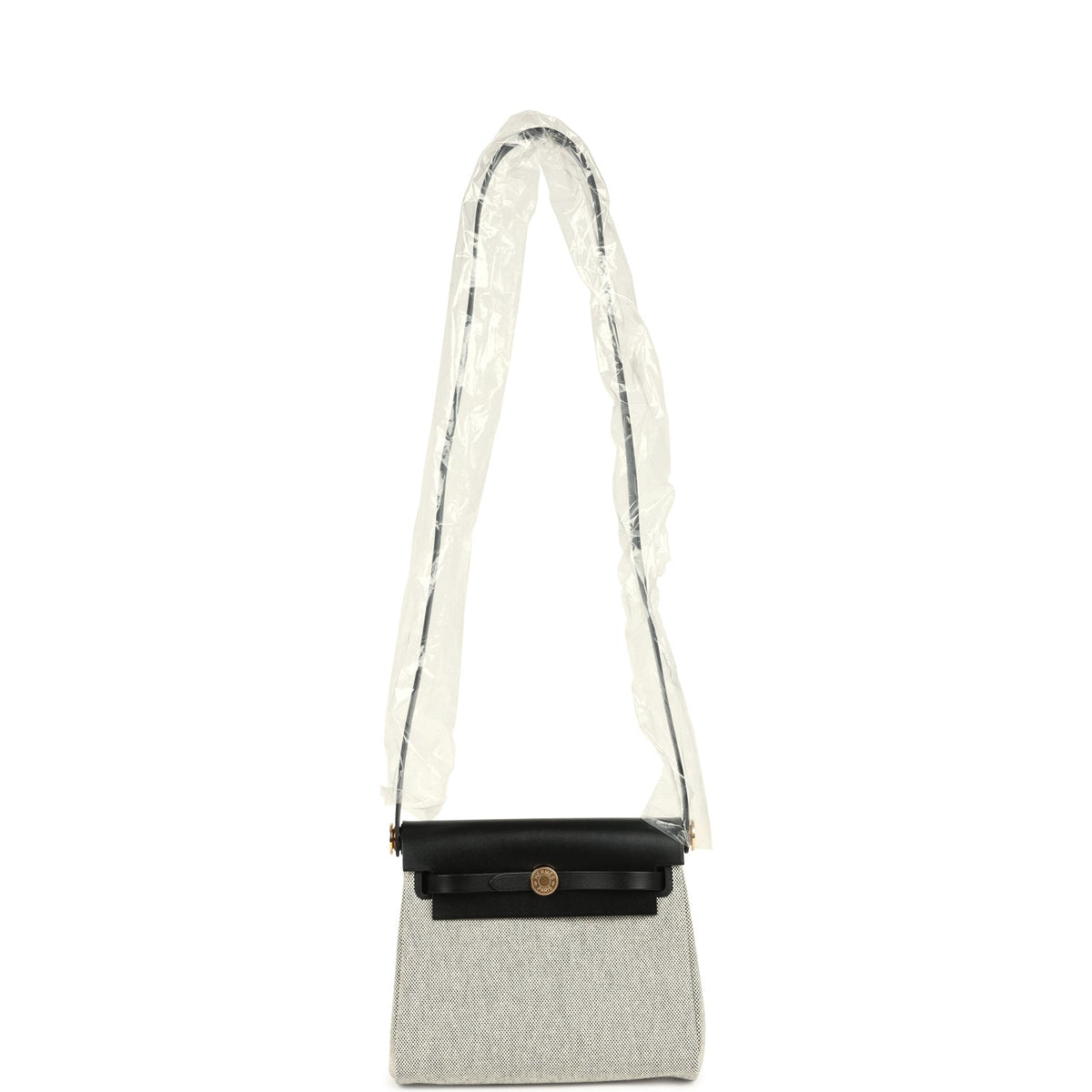 Hermes Herbag Zip 20 Mini Ecru and Black Toile H Canvas and Black Vache Hunter Gold Hardware