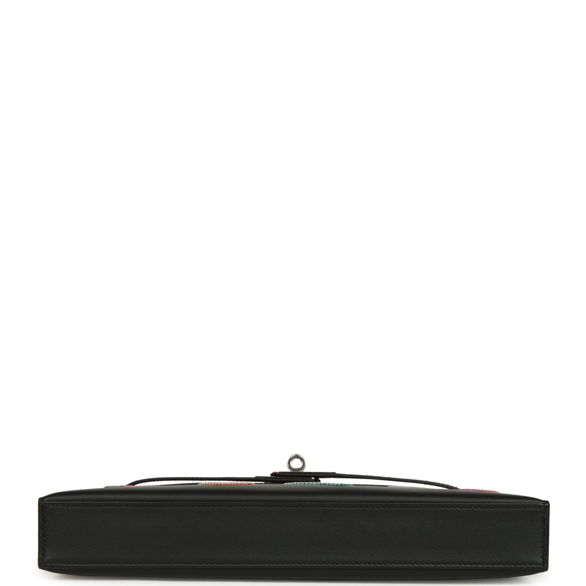 Hermes Kelly Elan Broderie Black Bet-Tab Swift, Niloticus Crocodile and Alligator Palladium Hardware