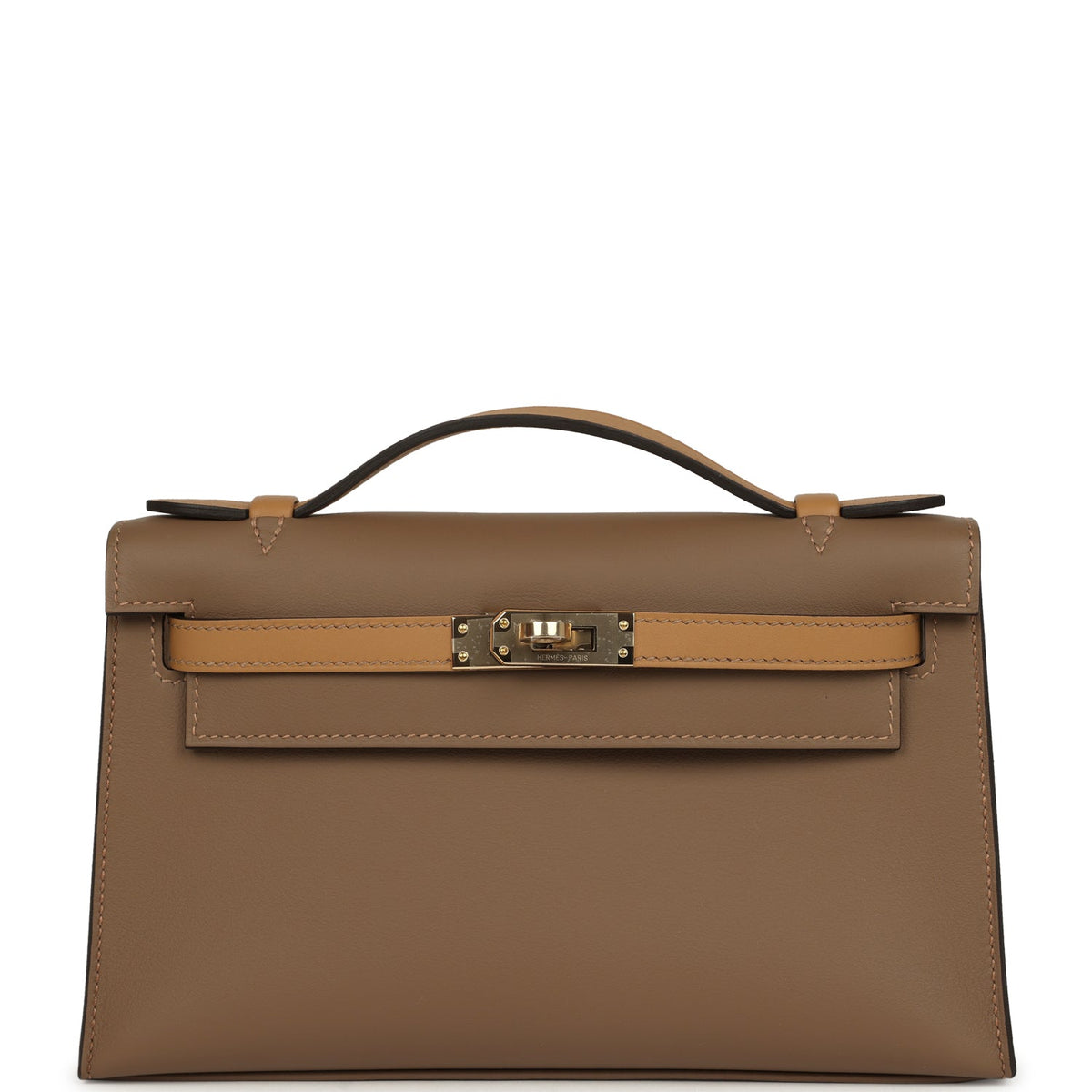 Hermes Special Order (HSS) Kelly Pochette Beige De Weimar, Biscuit Swift Permabrass Hardware