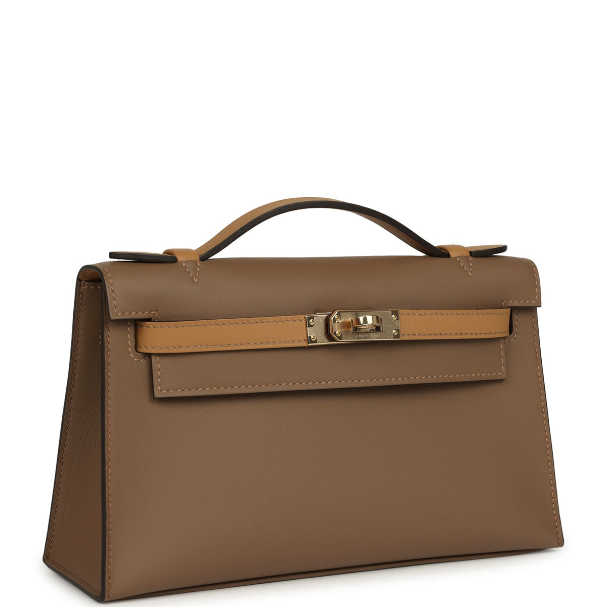 Hermes Special Order (HSS) Kelly Pochette Beige De Weimar, Biscuit Swift Permabrass Hardware