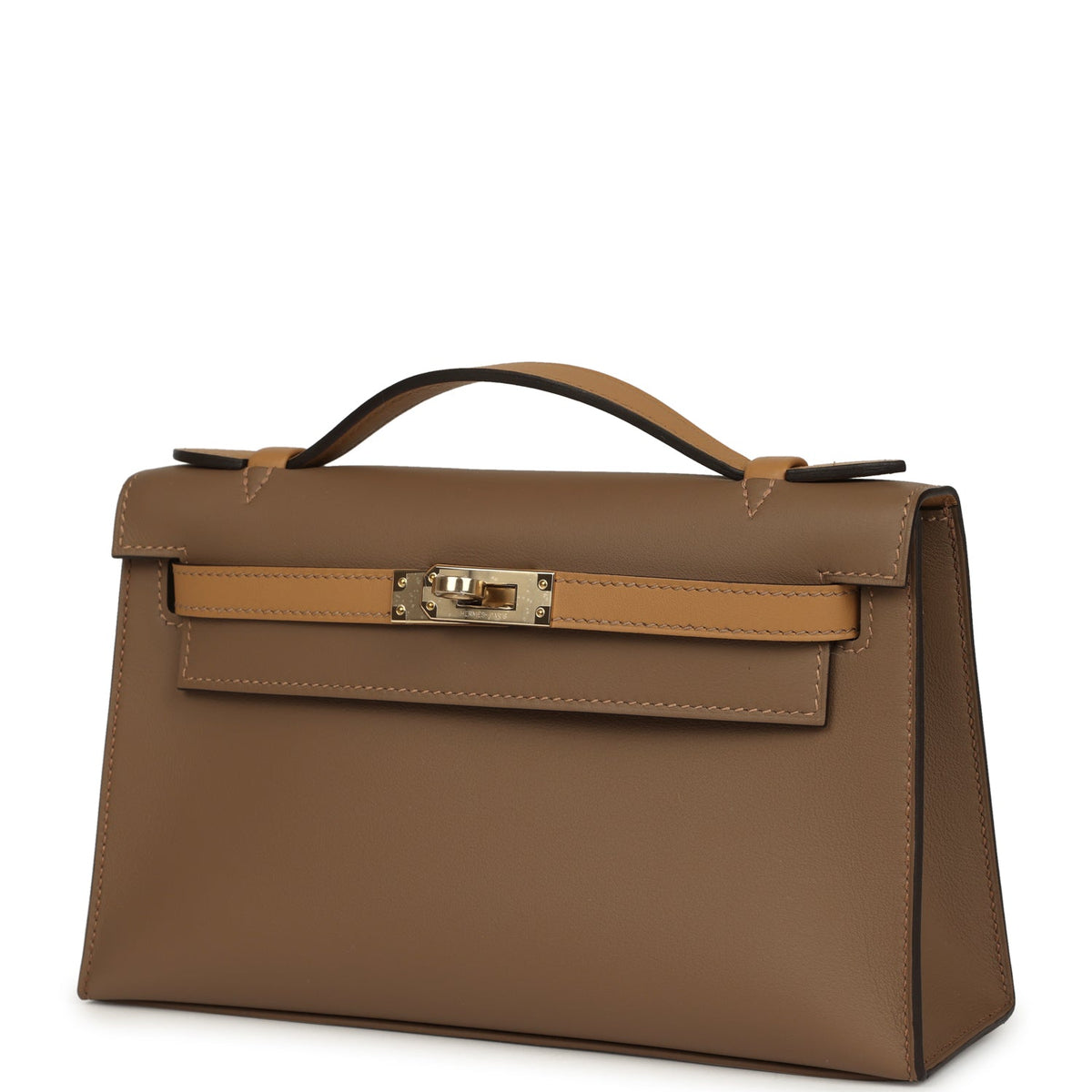 Hermes Special Order (HSS) Kelly Pochette Beige De Weimar, Biscuit Swift Permabrass Hardware