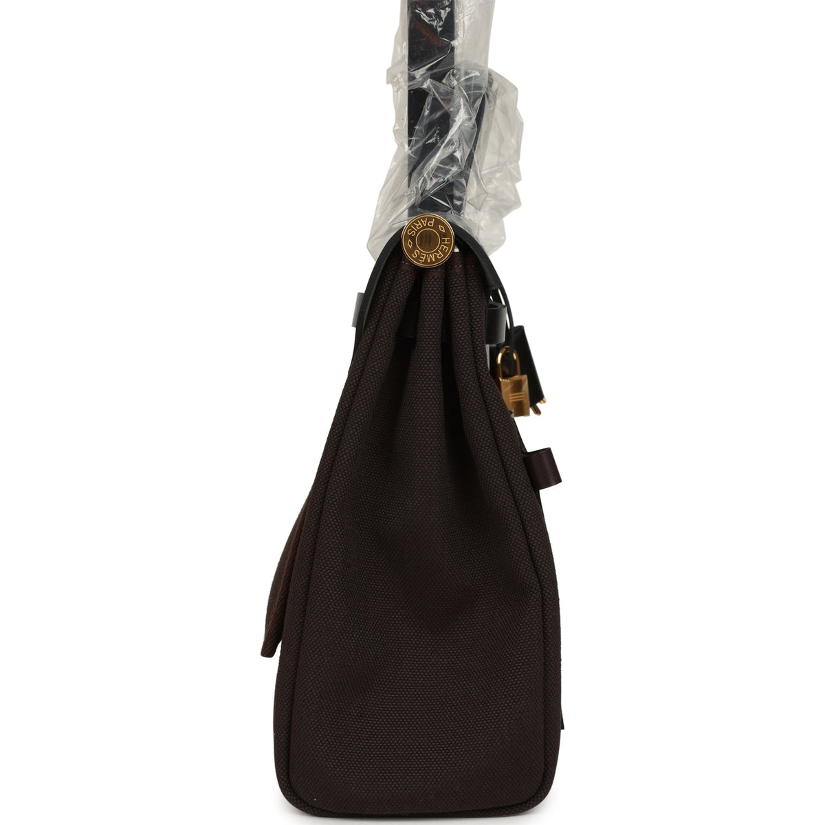 Hermes Herbag Zip Pocket PM 31 Ebene Militaire Canvas and Black Vache Hunter Gold Hardware