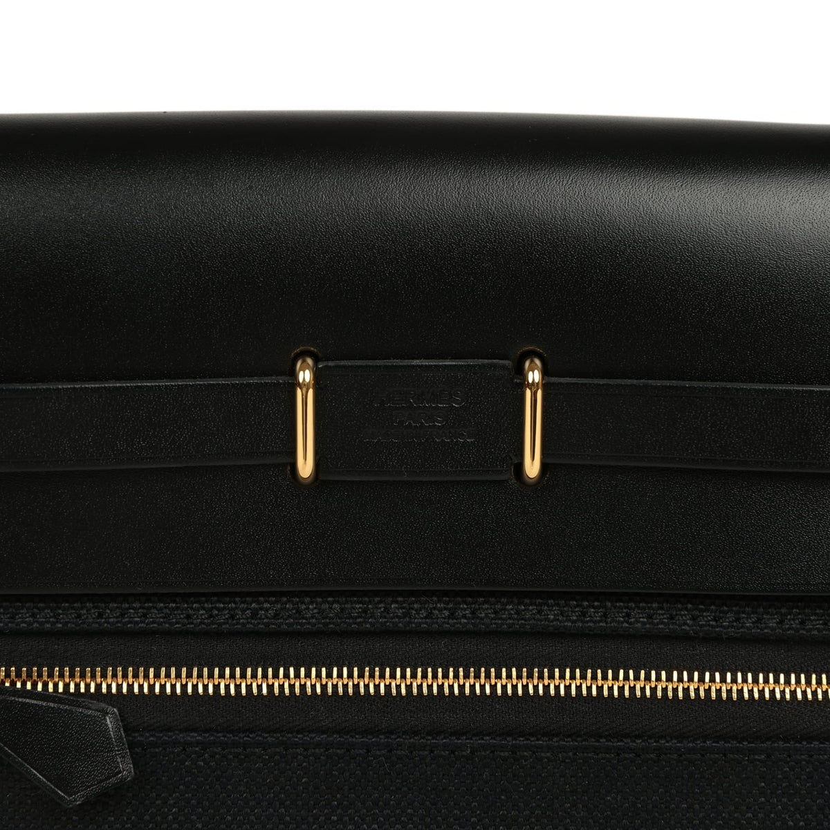 Hermes Herbag Zip 20 Mini Black Toile Militaire Canvas and Black Vache Hunter Gold Hardware