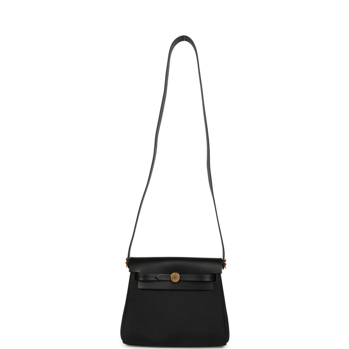 Hermes Herbag Zip 20 Mini Black Toile Militaire Canvas and Black Vache Hunter Gold Hardware