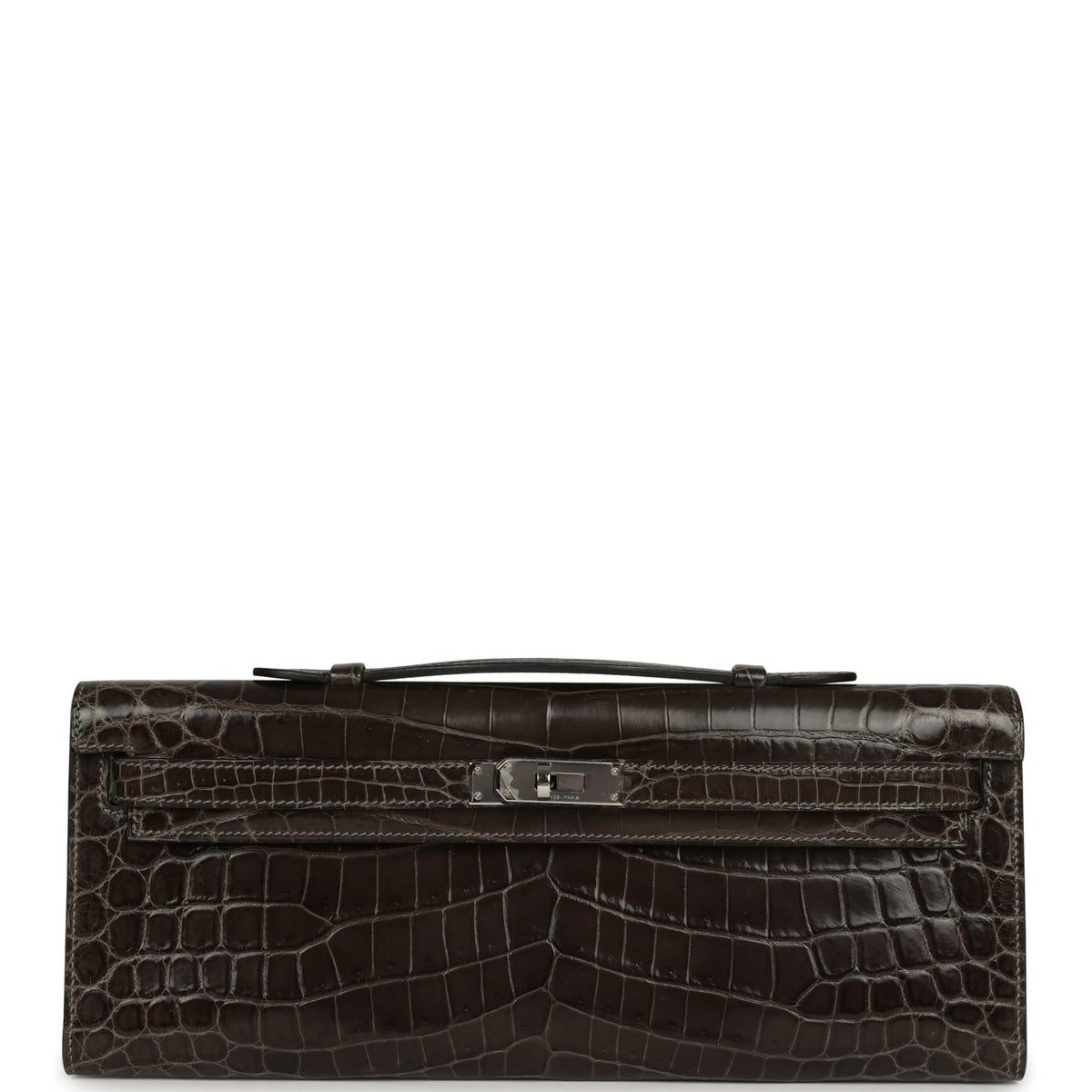 Pre-owned Hermes Kelly Cut Graphite Matte Niloticus Crocodile Palladium Hardware