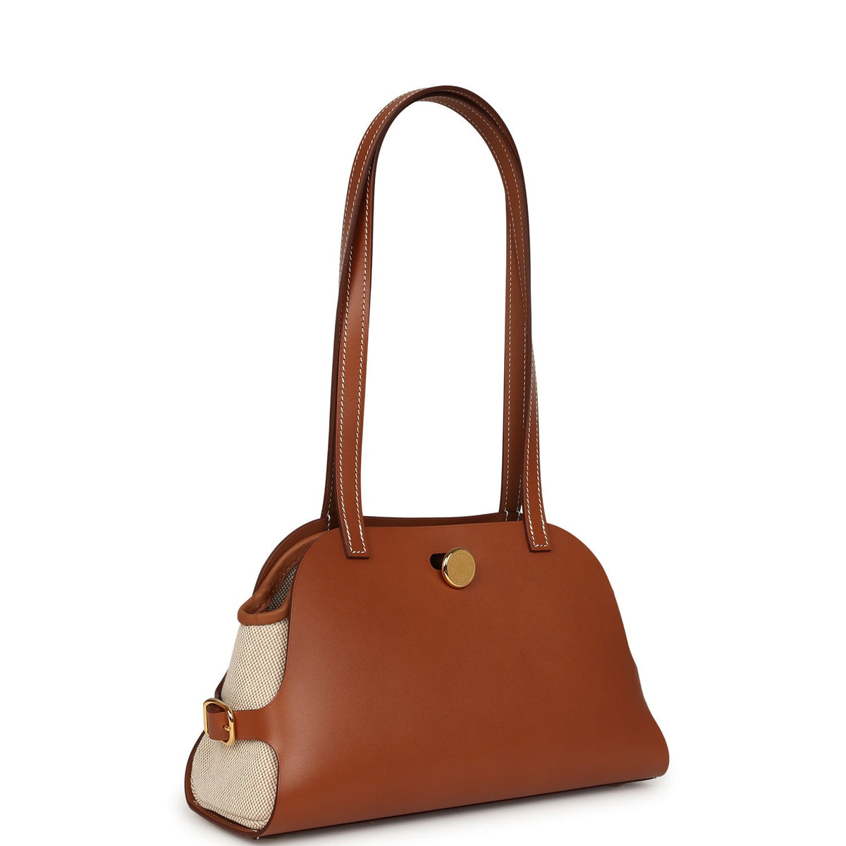 Hermes Tablier Sellier Fauve Vache Hunter, Gold, Ecru-Beige Swift and Toile H Gold Hardware