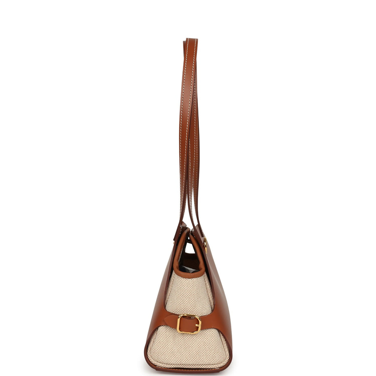 Hermes Tablier Sellier Fauve Vache Hunter, Gold, Ecru-Beige Swift and Toile H Gold Hardware