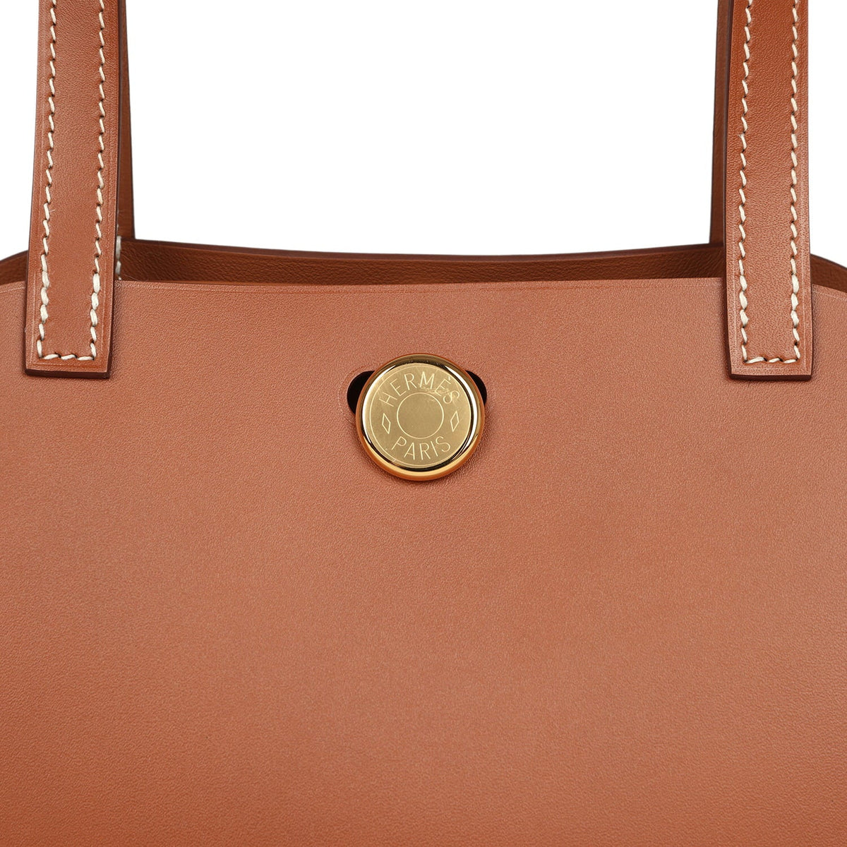 Hermes Tablier Sellier Fauve Vache Hunter, Gold, Ecru-Beige Swift and Toile H Gold Hardware