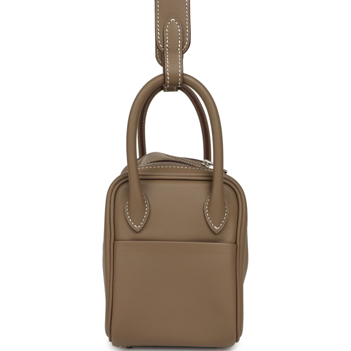 Hermes Mini Lindy II Etoupe Swift Palladium Hardware