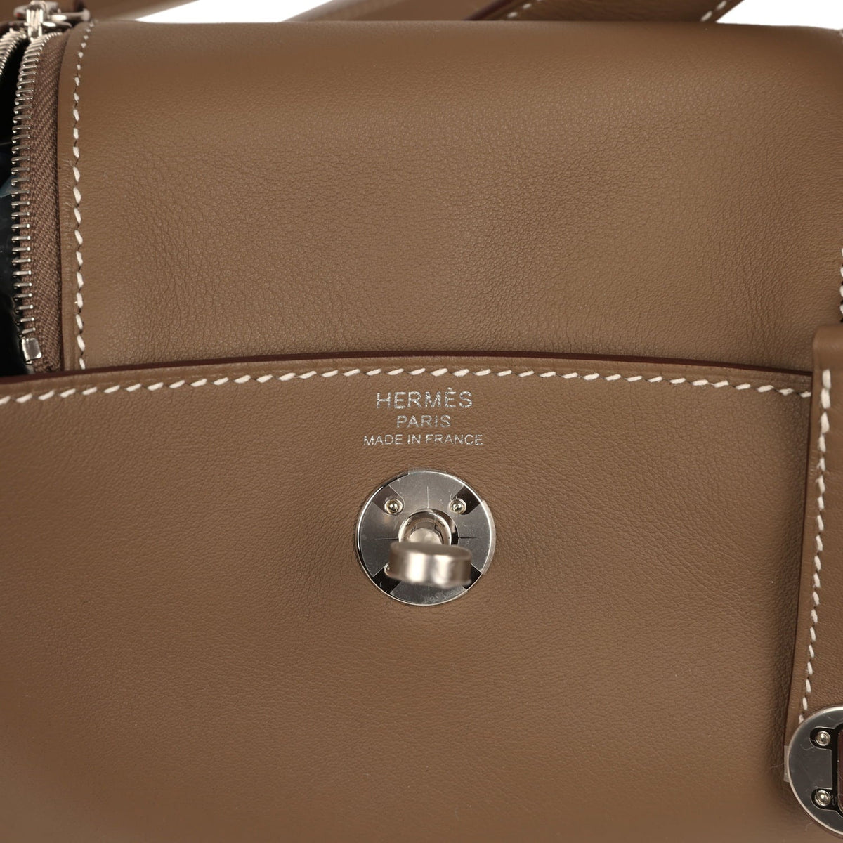 Hermes Mini Lindy II Etoupe Swift Palladium Hardware