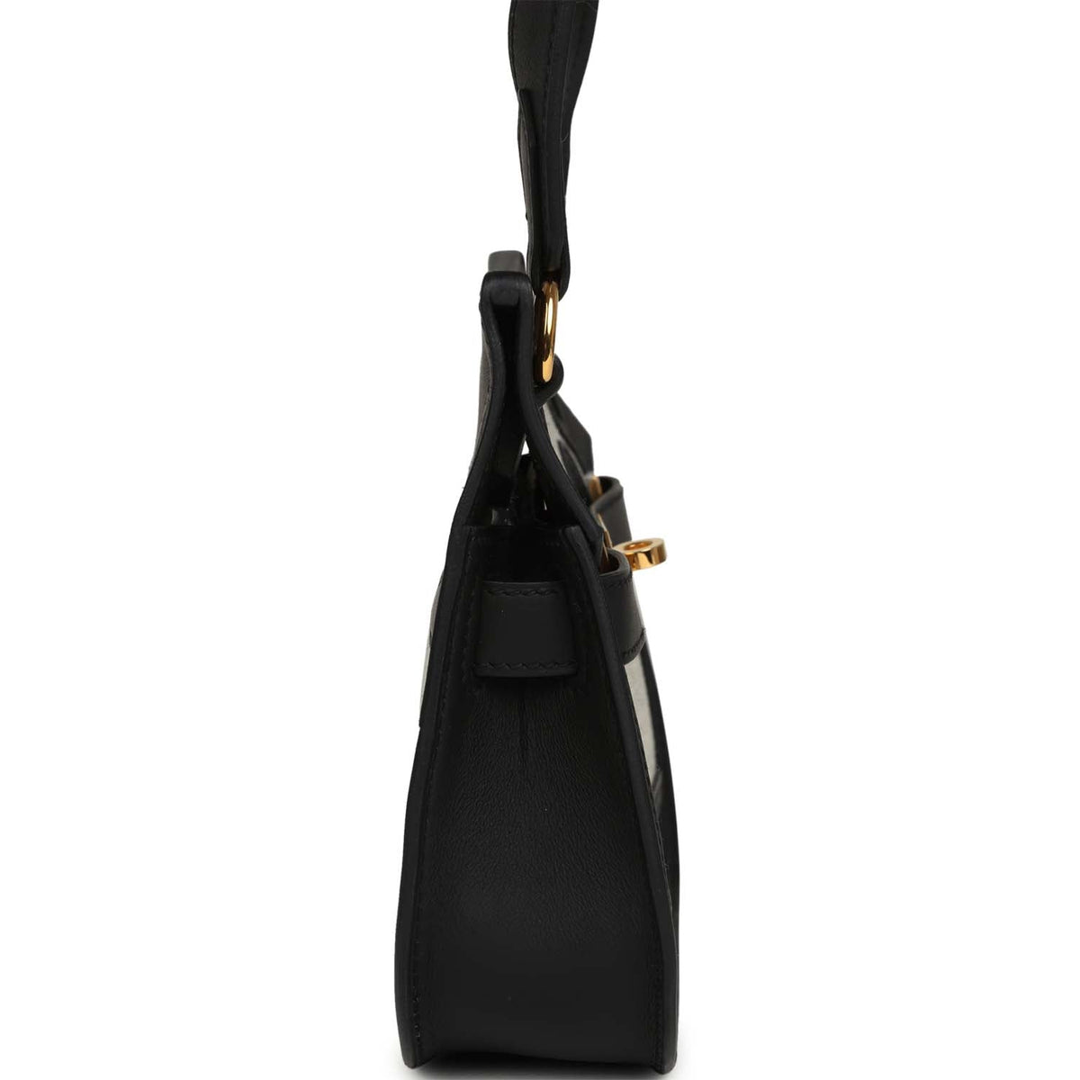 Hermes Jypsiere Mini Black, Ecru Toile H Black Swift Gold Hardware