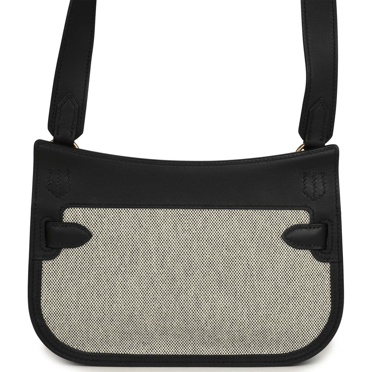 Hermes Jypsiere Mini Black, Ecru Toile H Black Swift Gold Hardware