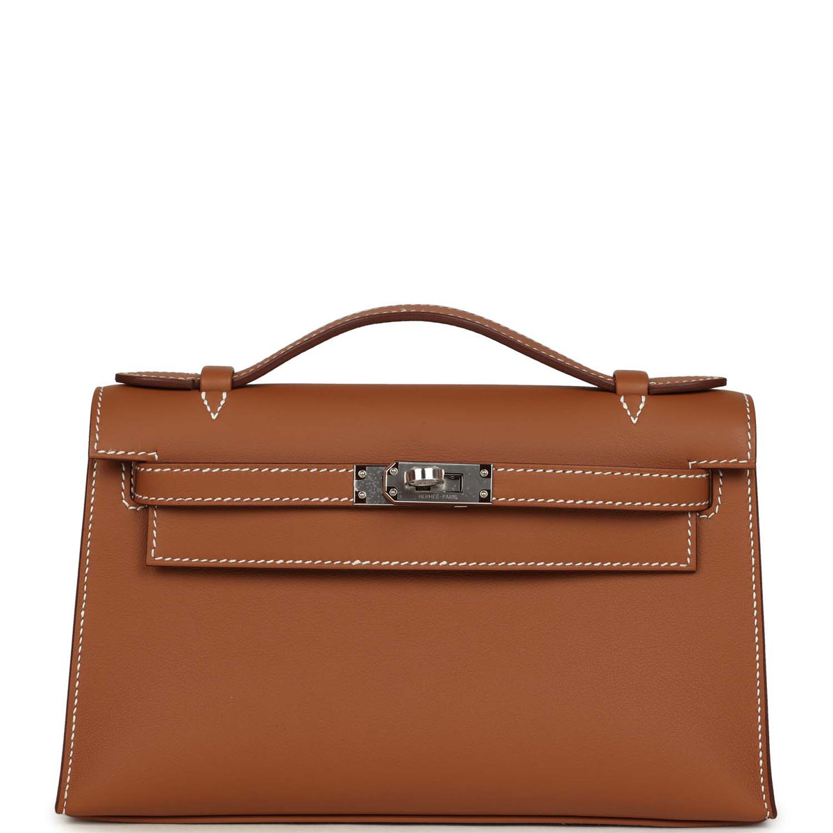 Hermes Kelly Pochette Gold Swift Palladium Hardware