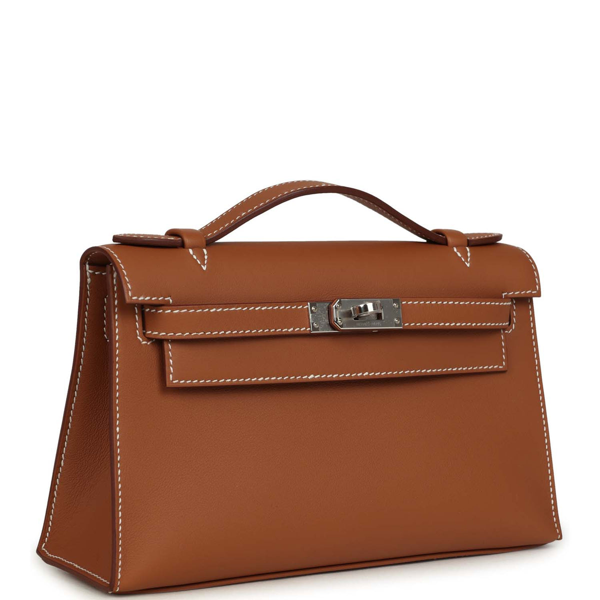 Hermes Kelly Pochette Gold Swift Palladium Hardware