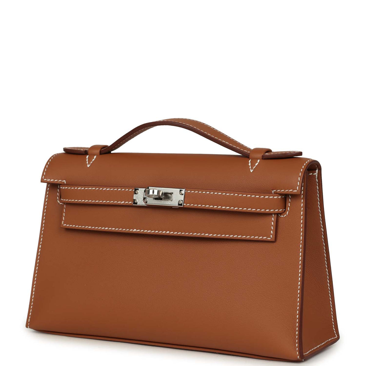 Hermes Kelly Pochette Gold Swift Palladium Hardware