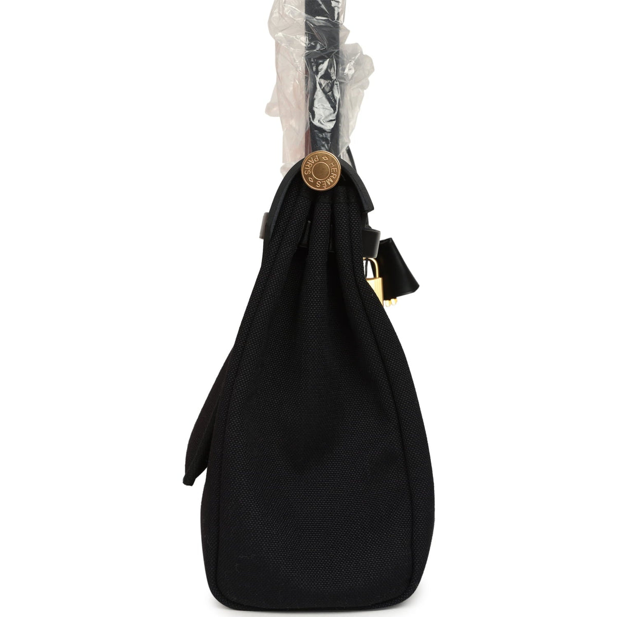 Hermes Herbag Zip 31 PM Black Toile Militaire Canvas, Vache Hunter Gold Hardware