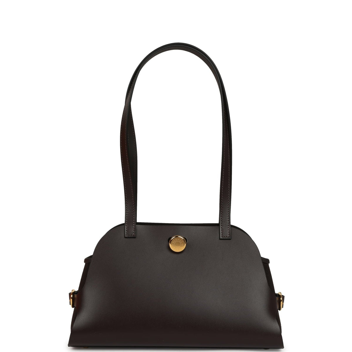 Hermes Tablier Sellier Ebene Vache Hunter, Swift, Toile Militaire Gold Hardware