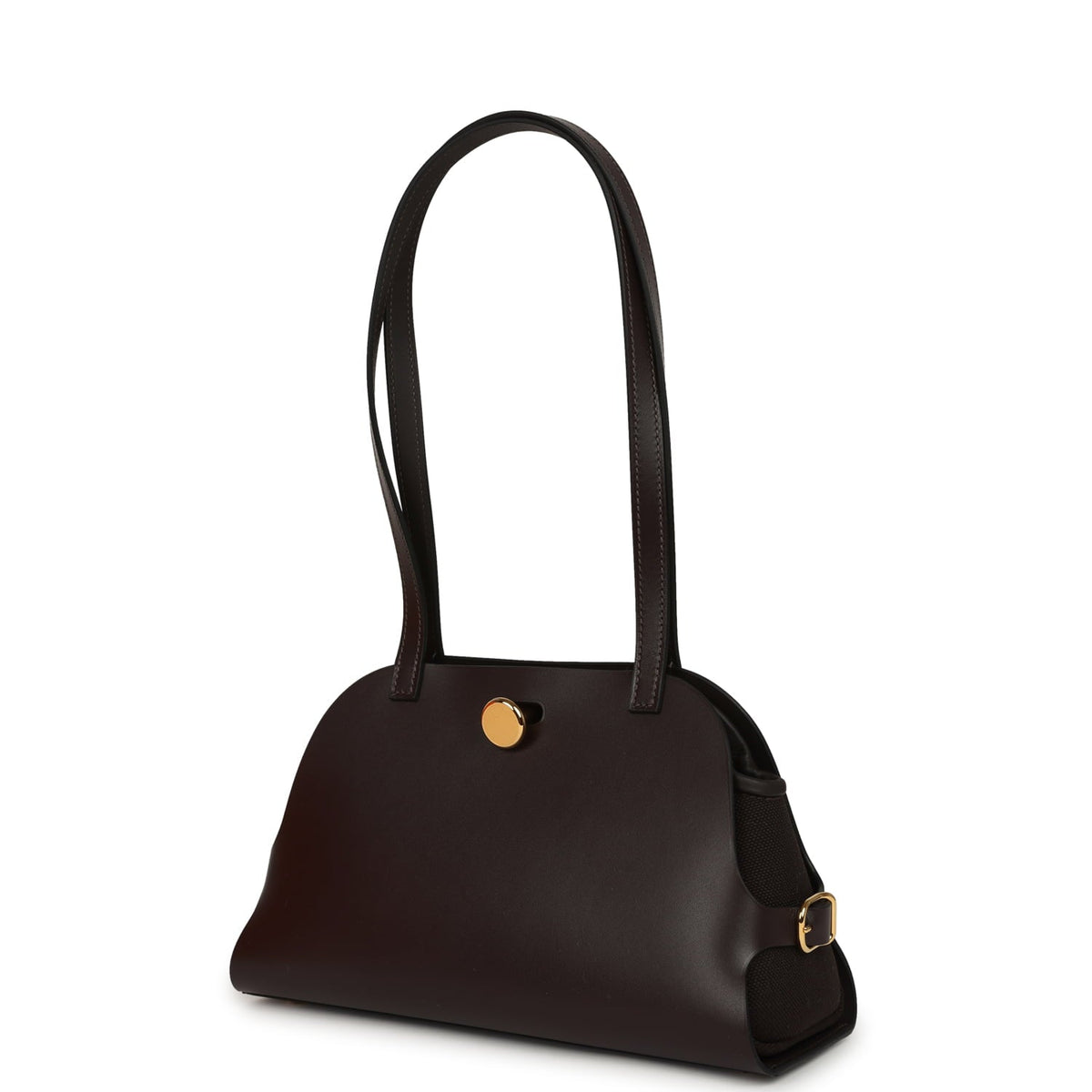 Hermes Tablier Sellier Ebene Vache Hunter, Swift, Toile Militaire Gold Hardware
