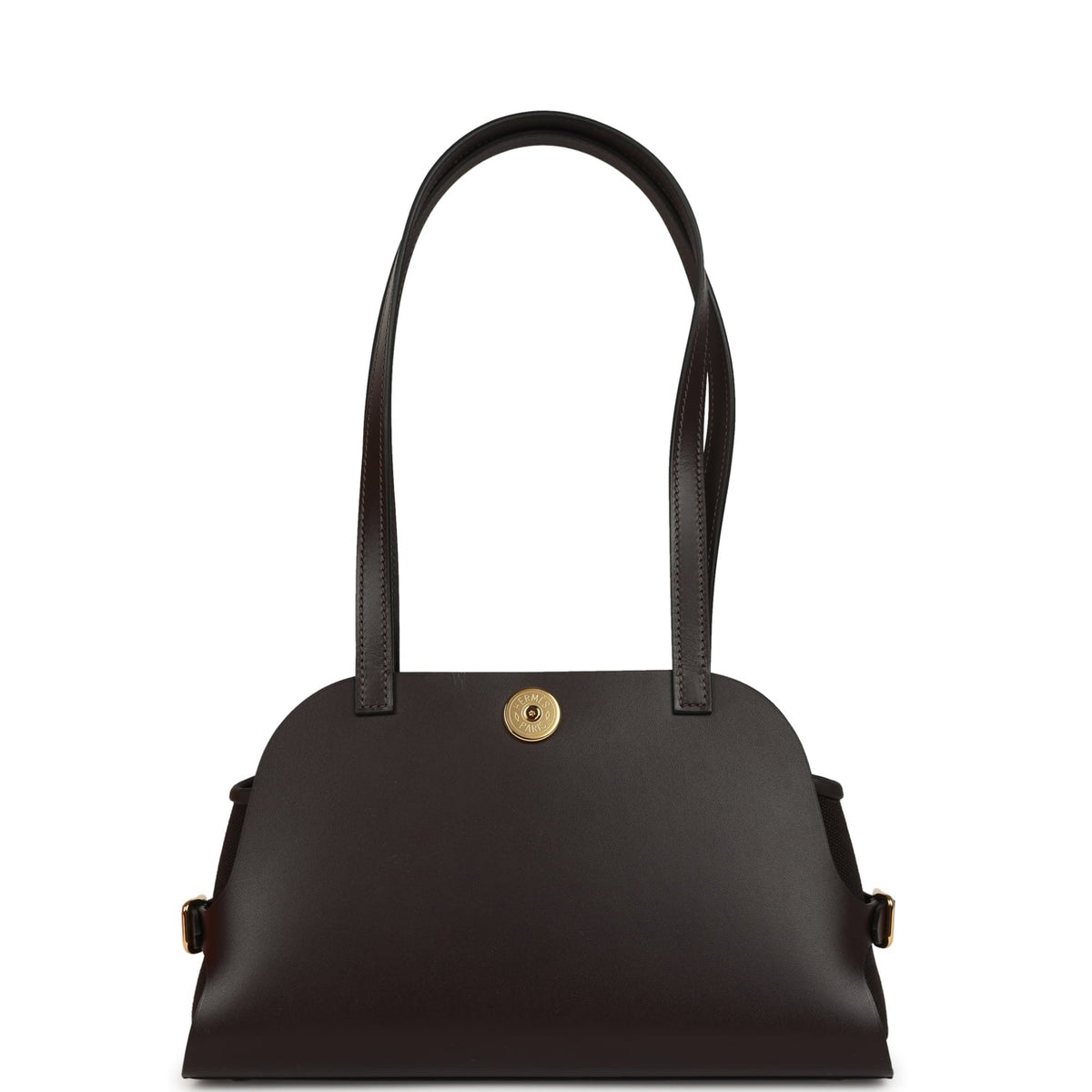 Hermes Tablier Sellier Ebene Vache Hunter, Swift, Toile Militaire Gold Hardware