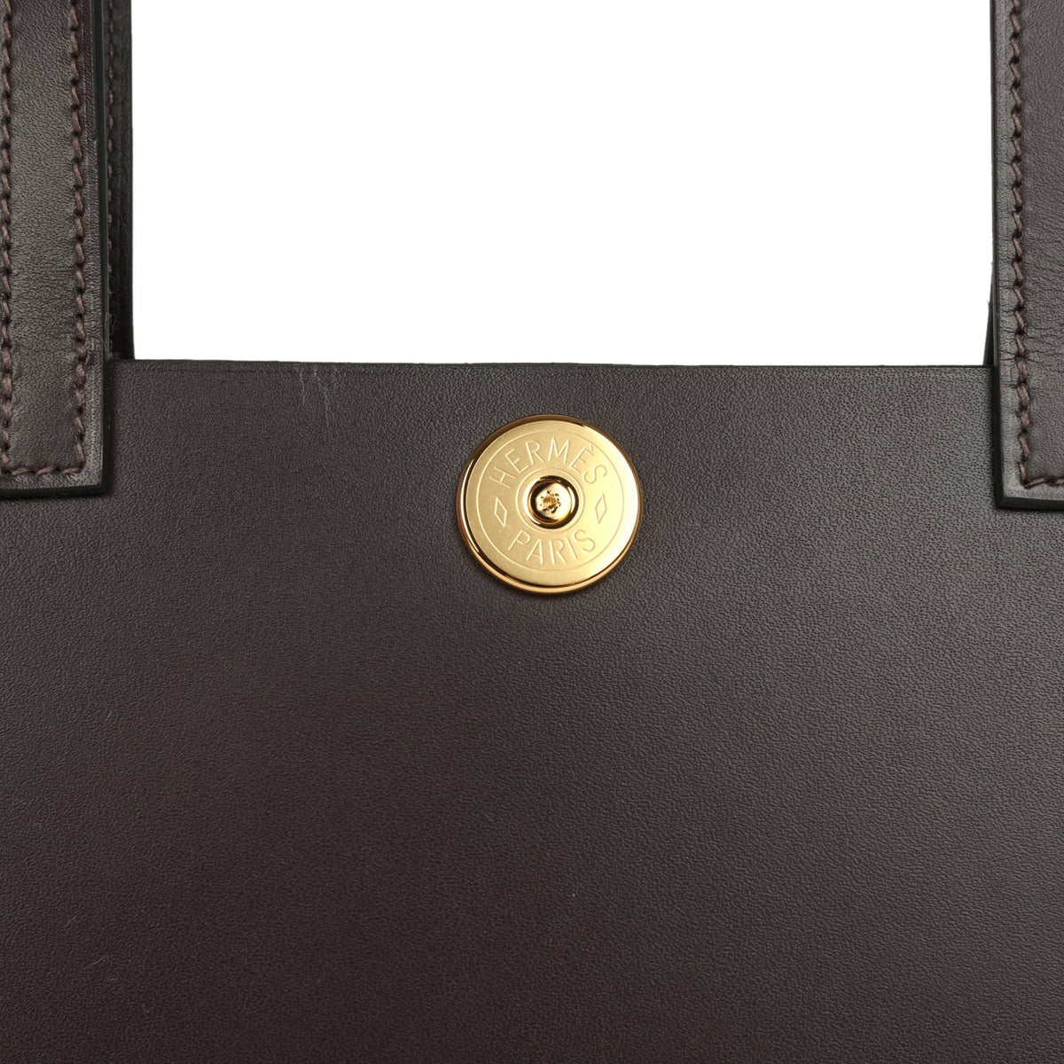 Hermes Tablier Sellier Ebene Vache Hunter, Swift, Toile Militaire Gold Hardware