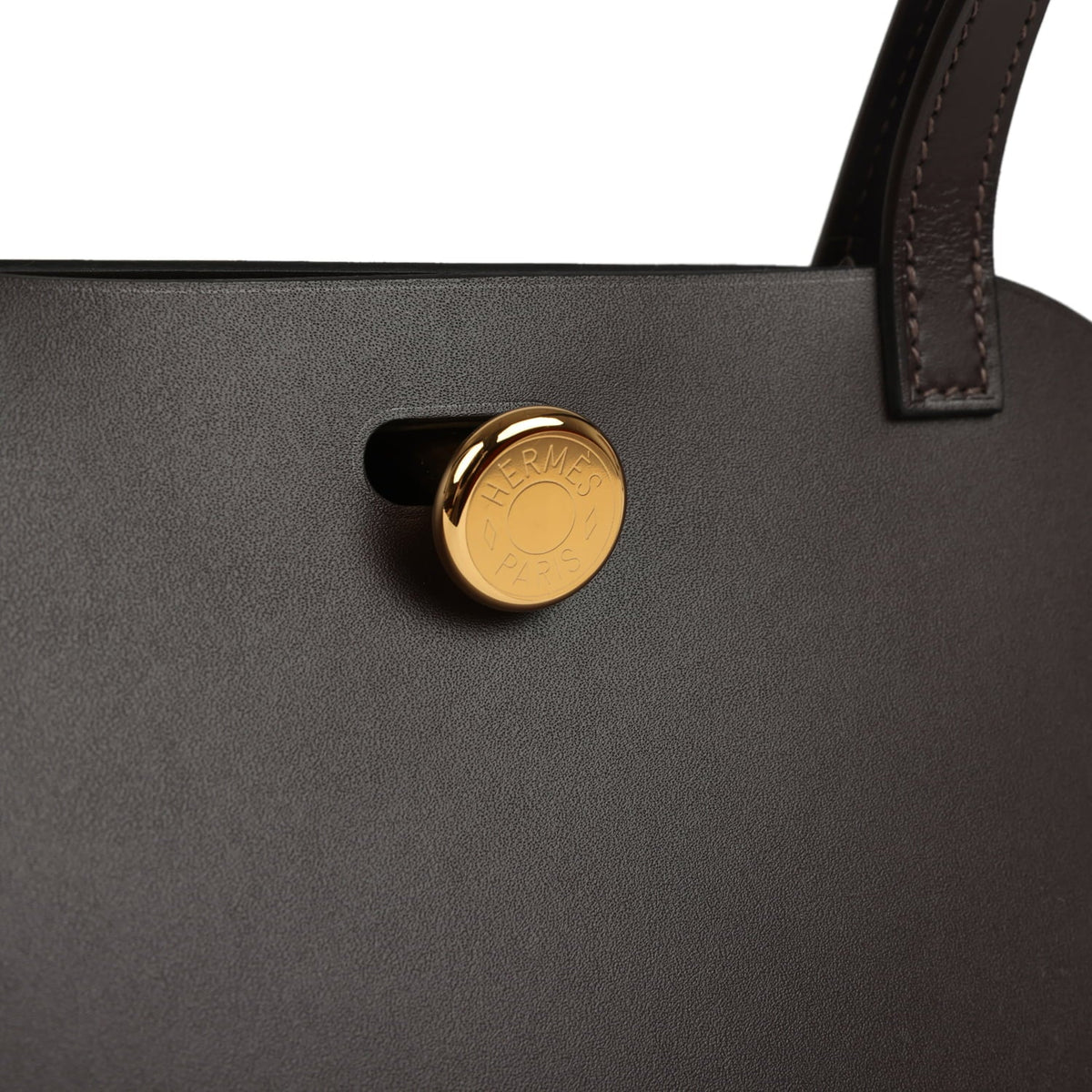 Hermes Tablier Sellier Ebene Vache Hunter, Swift, Toile Militaire Gold Hardware