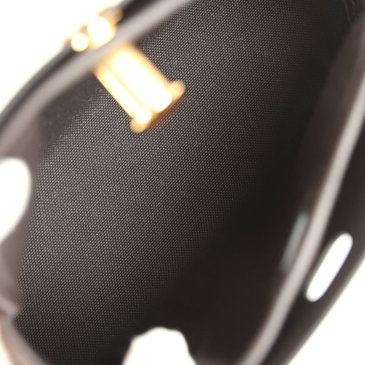 Hermes Tablier Sellier Ebene Vache Hunter, Swift, Toile Militaire Gold Hardware