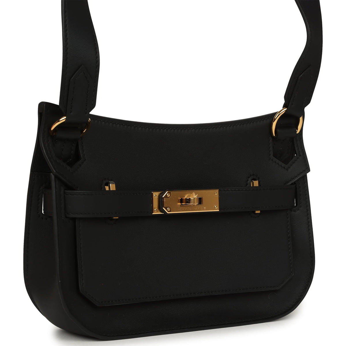 Hermes Mini Jypsiere Black Swift Gold Hardware