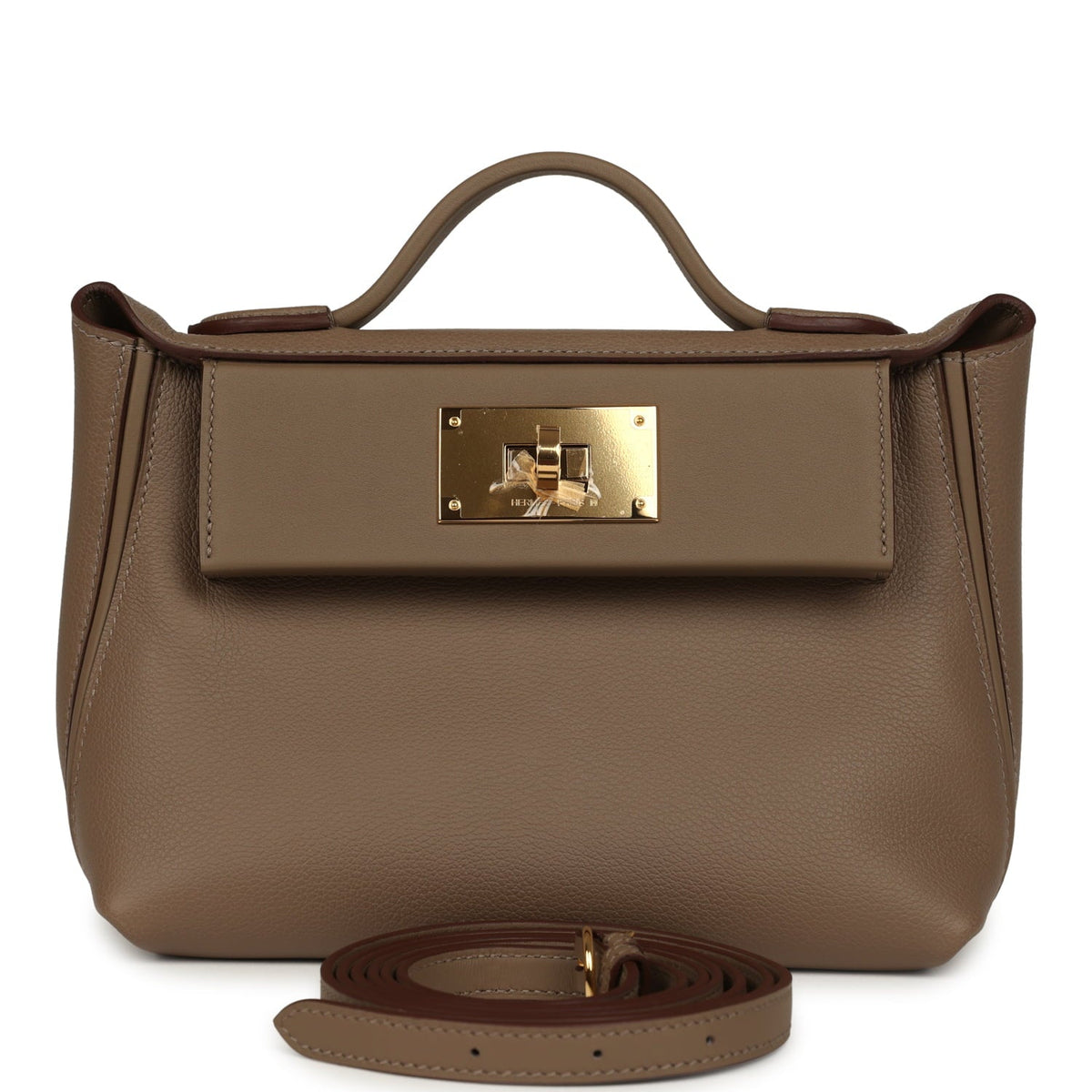 Hermes Mini 24/24 Bag Etoupe Evercolor and Swift Gold Hardware