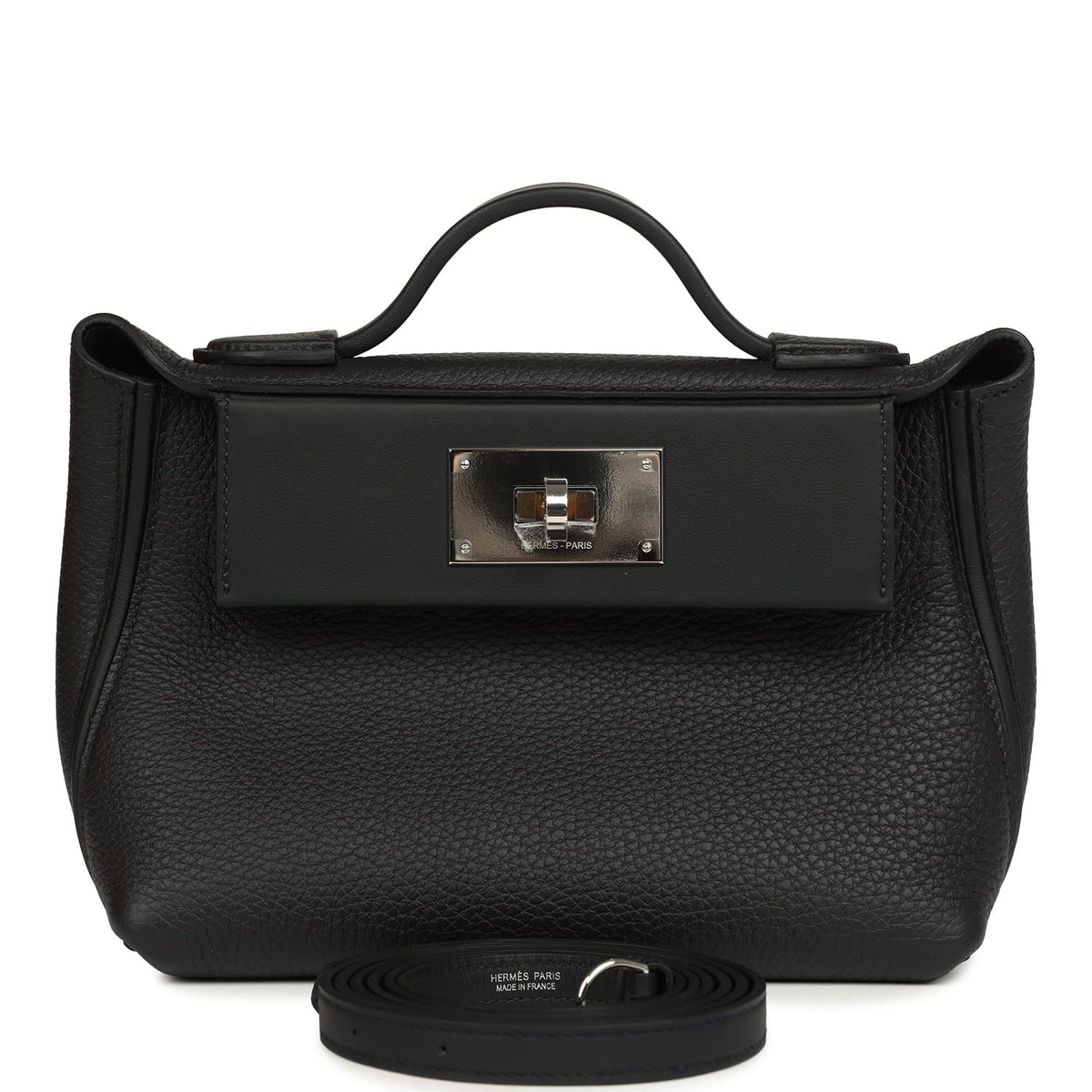 Hermes Mini 24/24 Bag Black Togo, Swift Palladium Hardware