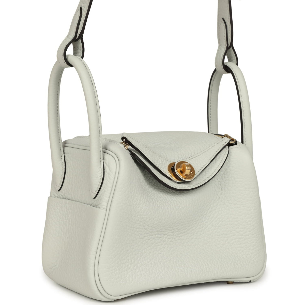 Hermes Mini Lindy II Gris Platine Clemence Gold Hardware