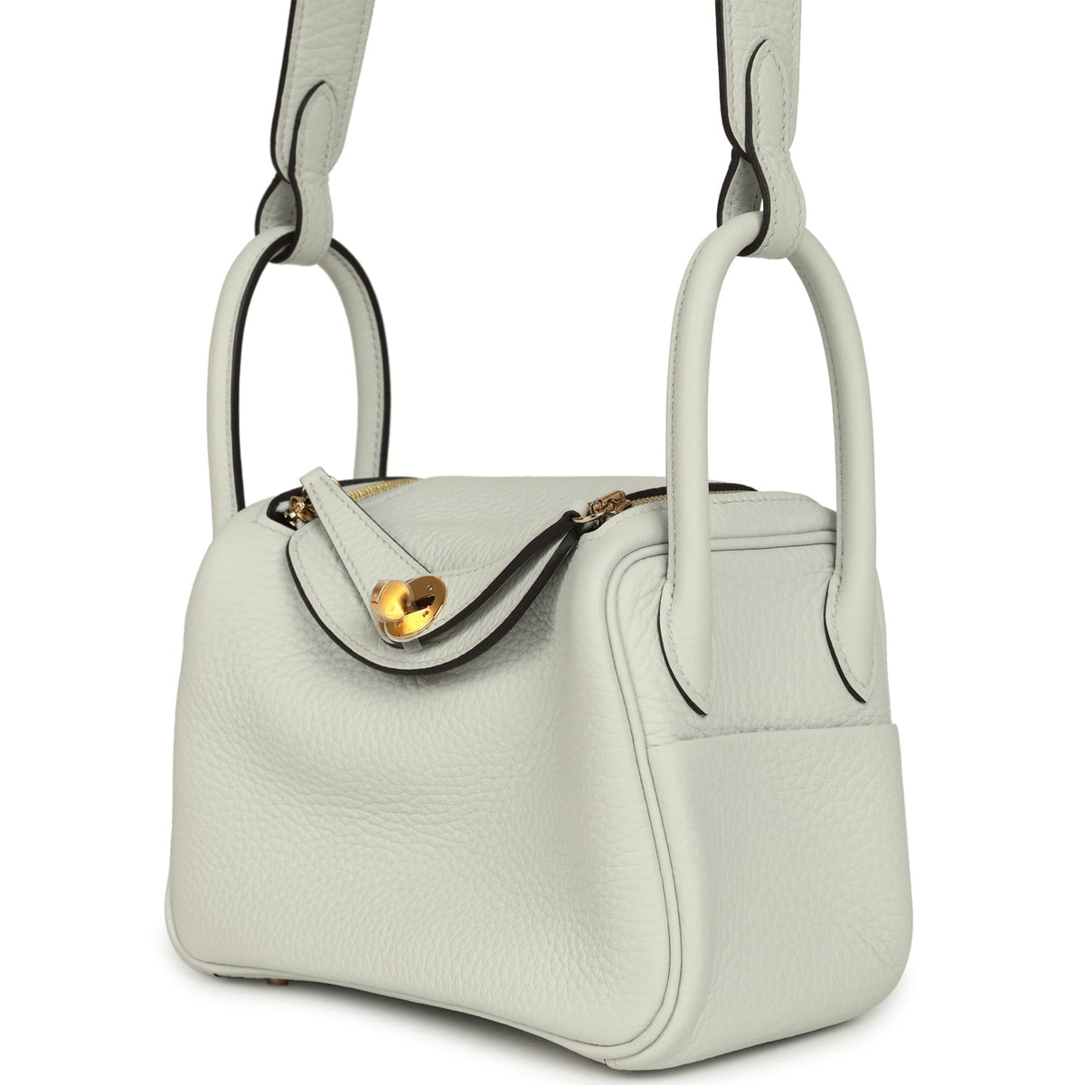 Hermes Mini Lindy II Gris Platine Clemence Gold Hardware