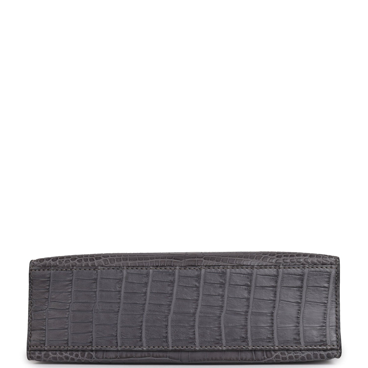Pre-owned Hermes Kelly Pochette Gris Paris Matte Alligator Gold Hardware