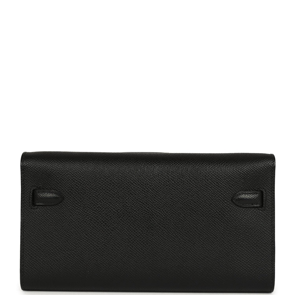 Pre-owned Hermes Kelly Wallet To Go Black Epsom Palladium Hardware