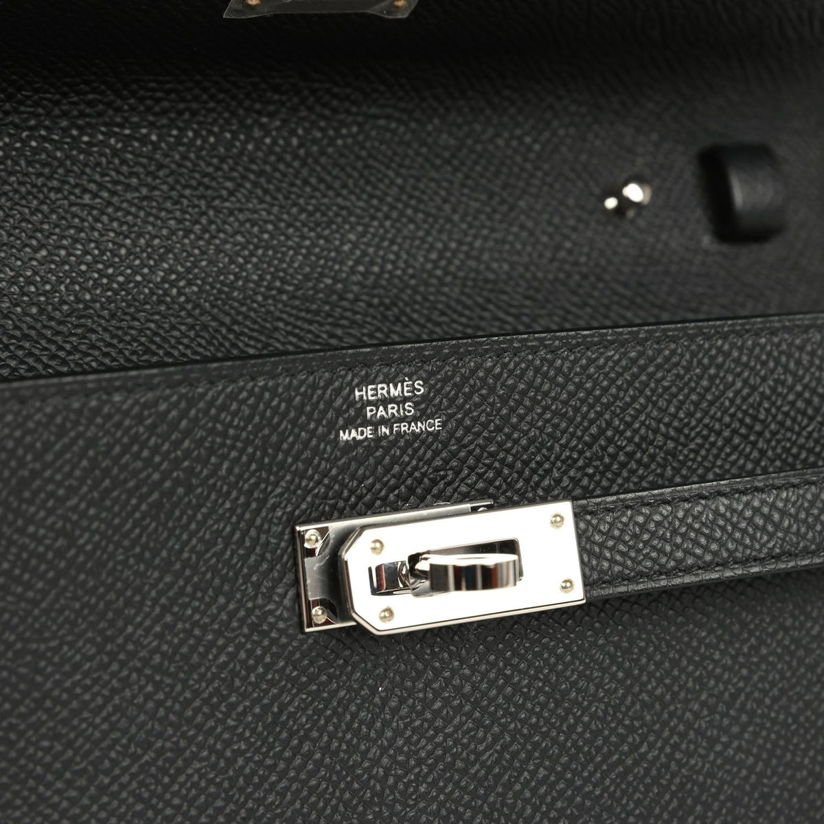 Pre-owned Hermes Kelly Wallet To Go Black Epsom Palladium Hardware