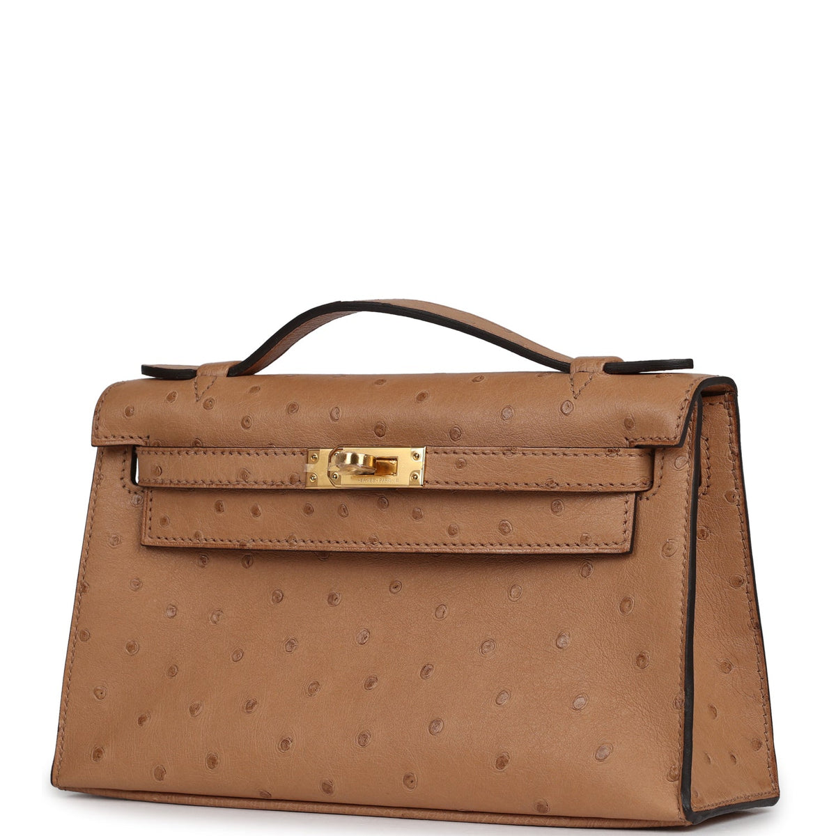 Hermes Kelly Pochette Chai Ostrich Gold Hardware