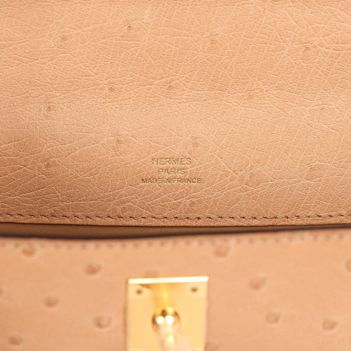 Hermes Kelly Pochette Chai Ostrich Gold Hardware