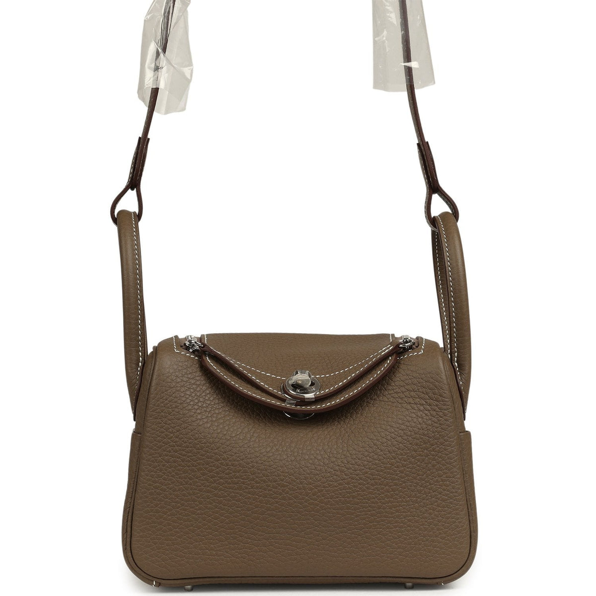 Hermes Mini Lindy II Etoupe Clemence Palladium Hardware