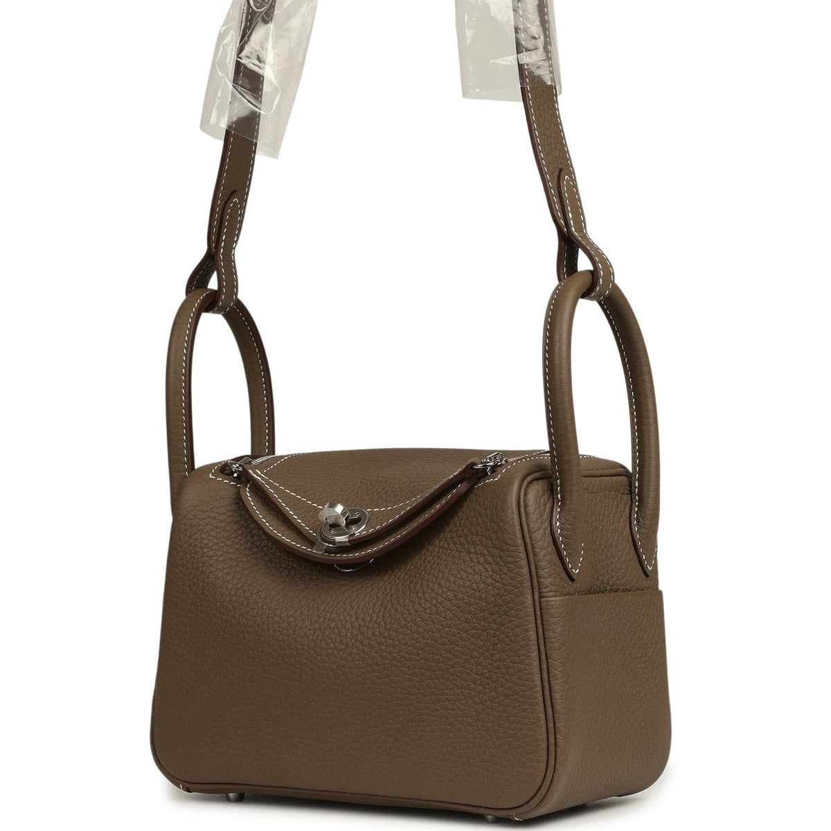 Hermes Mini Lindy II Etoupe Clemence Palladium Hardware