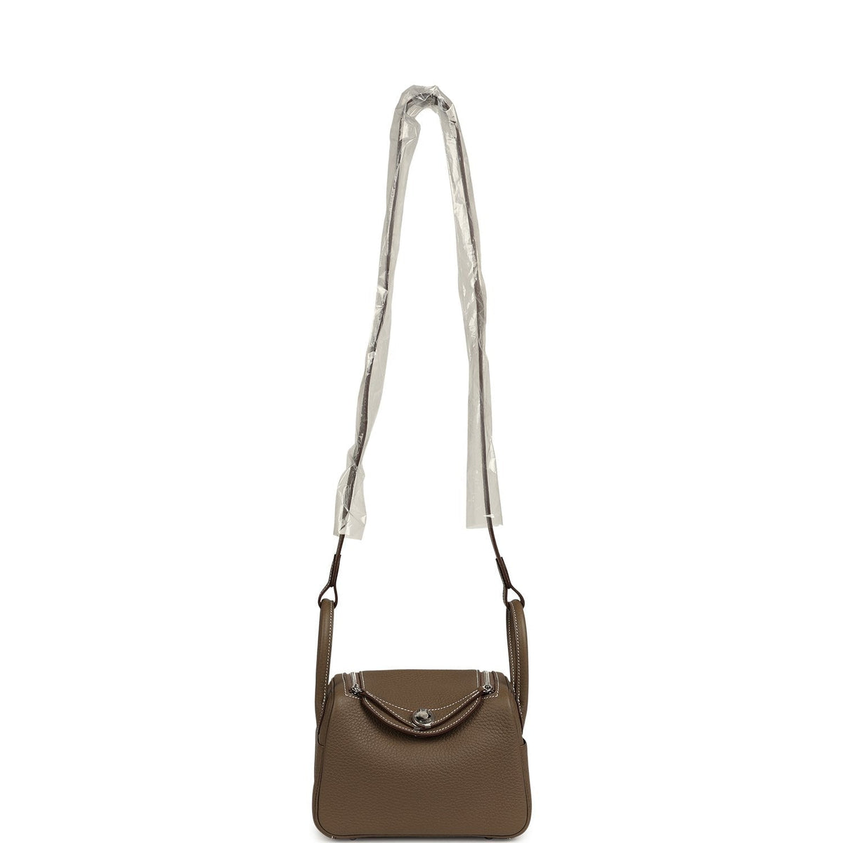 Hermes Mini Lindy II Etoupe Clemence Palladium Hardware