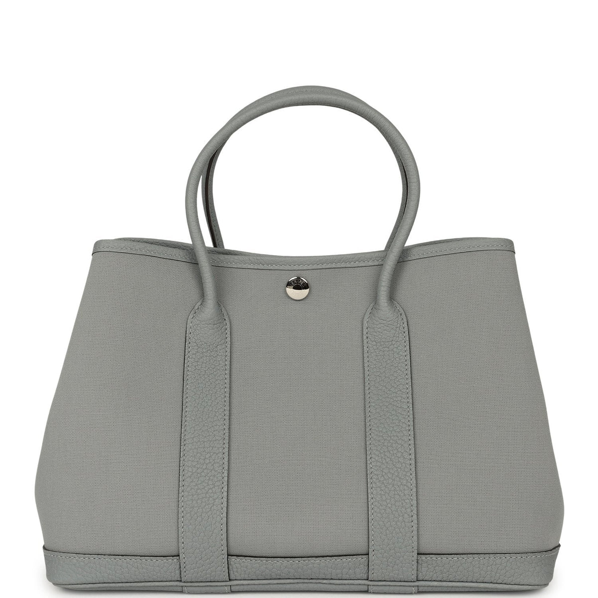 Hermes Garden Party 30 Gris Pantin Officier Canvas, Negonda Palladium Hardware