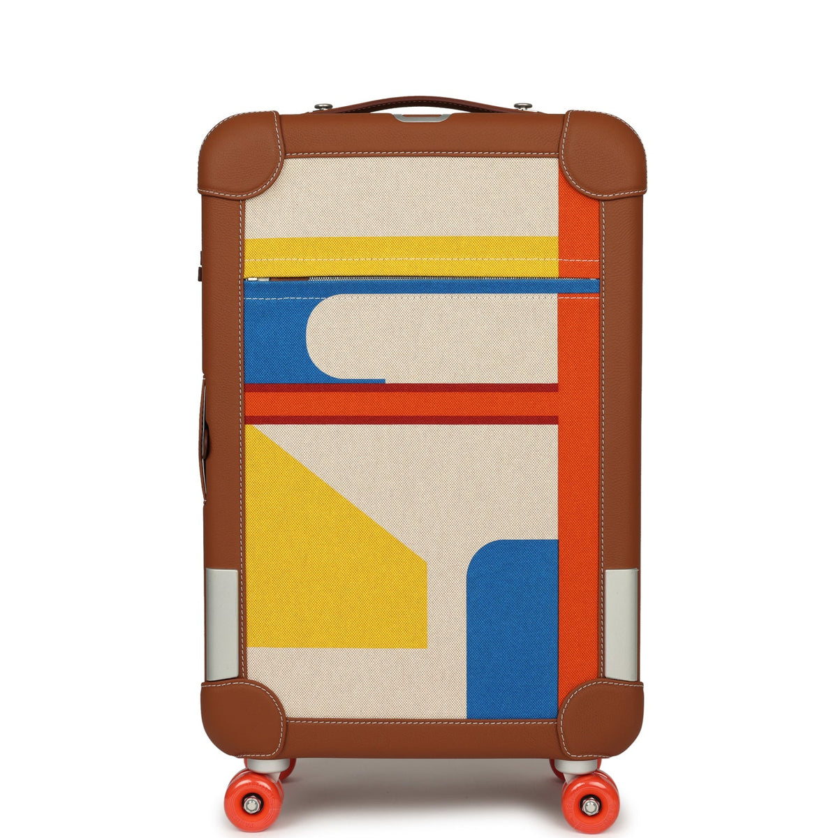 Hermes R.M.S. Cabine 55 Rolling Suitcase "Pacific H" Plume H Multicolor Canvas, Fauve Régate Palladium Hardware
