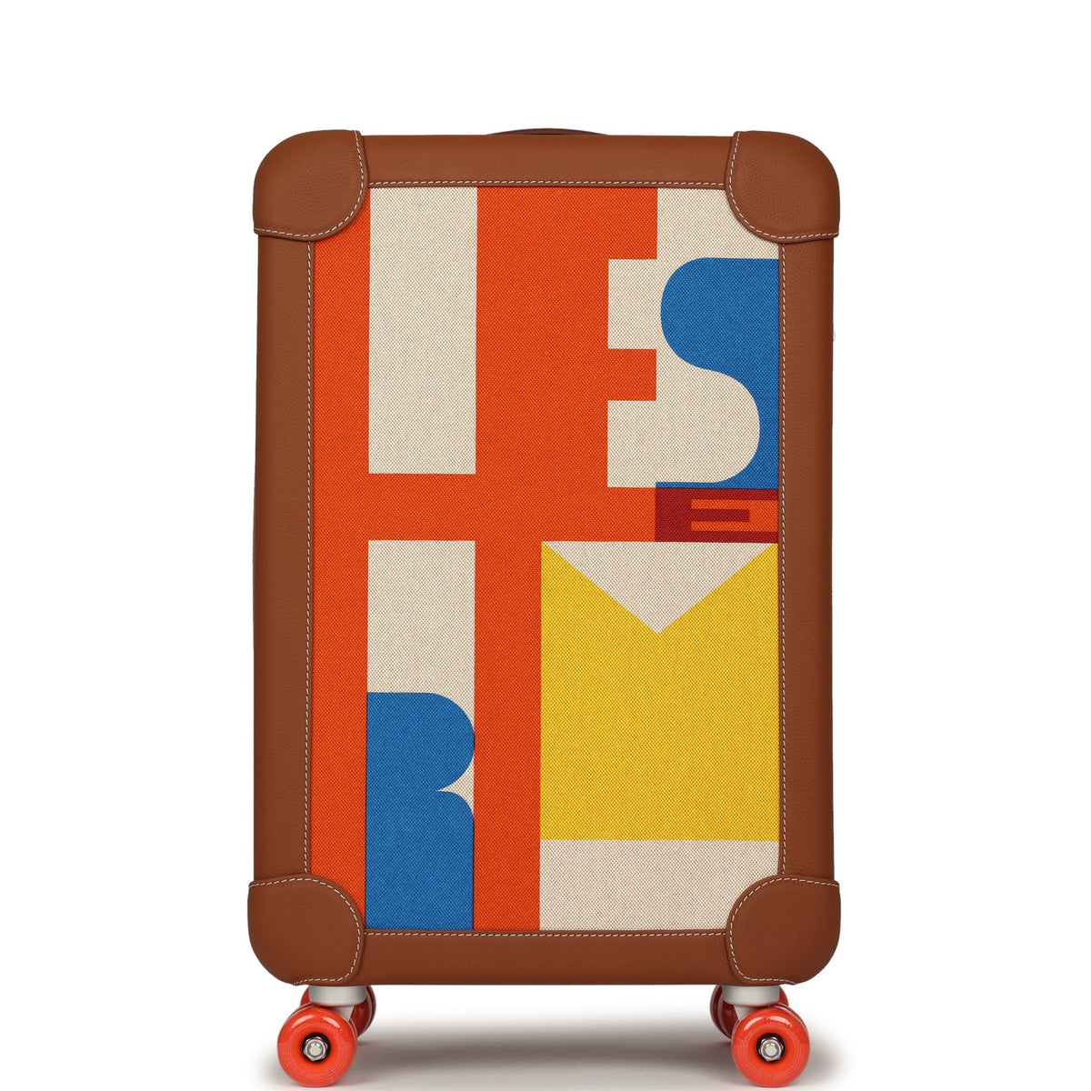 Hermes R.M.S. Cabine 55 Rolling Suitcase "Pacific H" Plume H Multicolor Canvas, Fauve Régate Palladium Hardware
