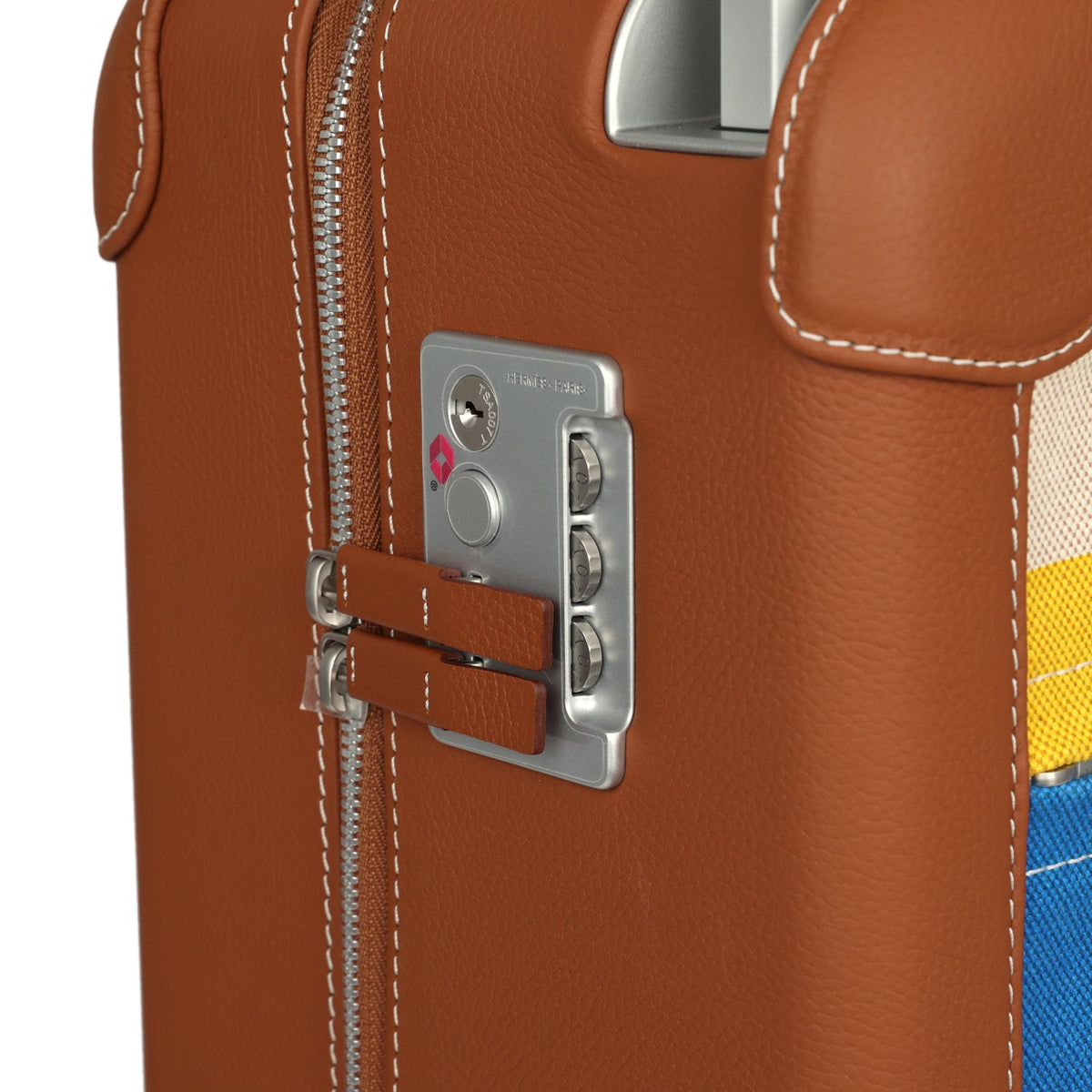 Hermes R.M.S. Cabine 55 Rolling Suitcase "Pacific H" Plume H Multicolor Canvas, Fauve Régate Palladium Hardware