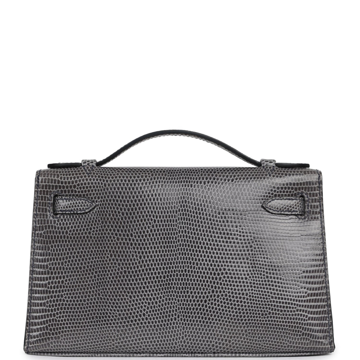 Pre-owned Hermes Kelly Pochette Ardoise Varanus Niloticus Lizard Palladium Hardware